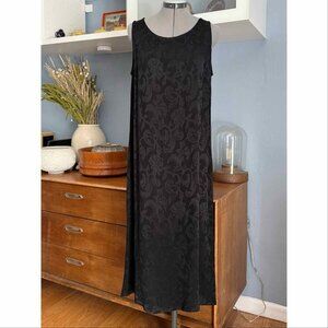 VTG Y2K Spencer Alexis Maxi Midi Dress M Black Brocade Jacquard Whimsygoth Fairy